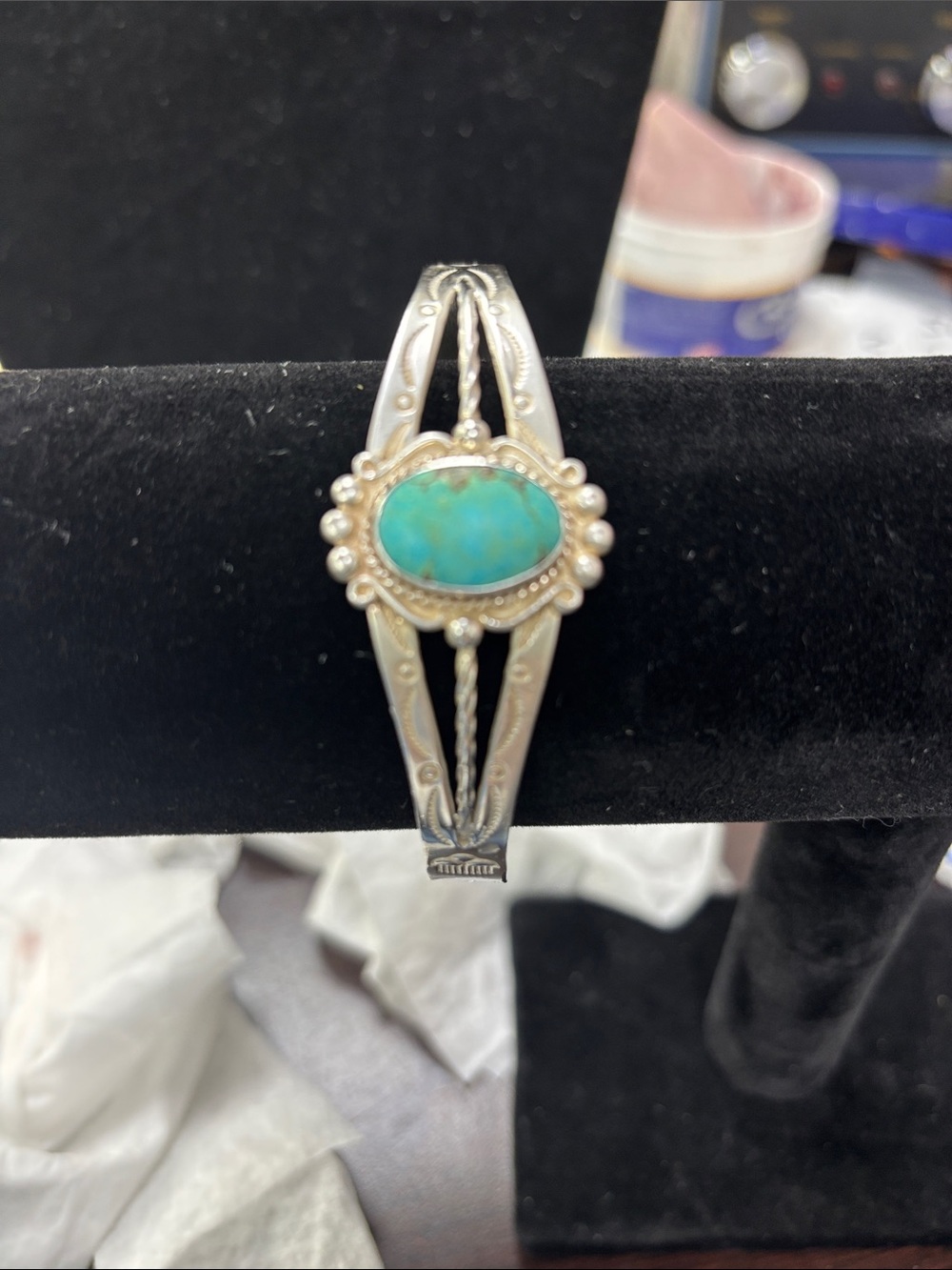 925 Native American sterling silver turquoise cuff bracelet